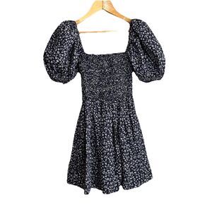 Matteau shirred floral print organic cotton puff sleeve mini dress Size 1 / 2